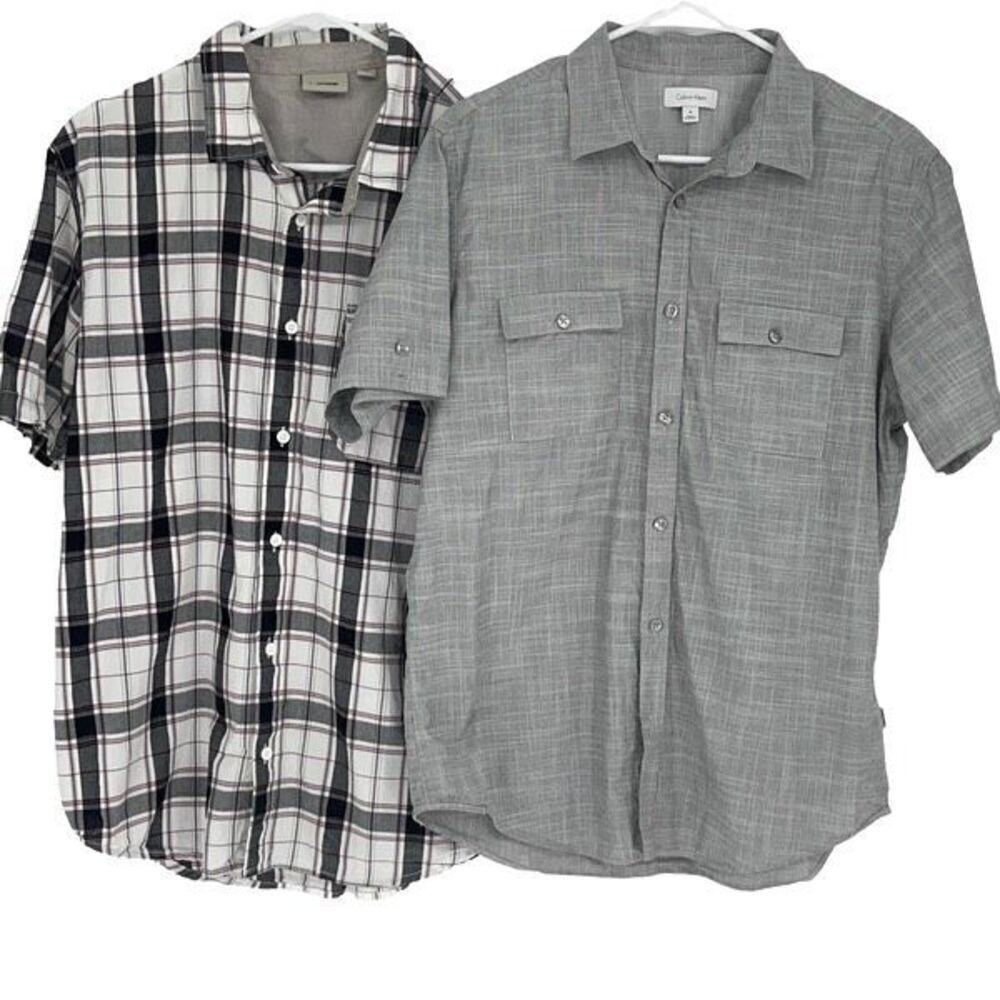 Vans & Calvin Klein Men’s Button Down Cotton Short Sleeve Shirts Medium Black Pl